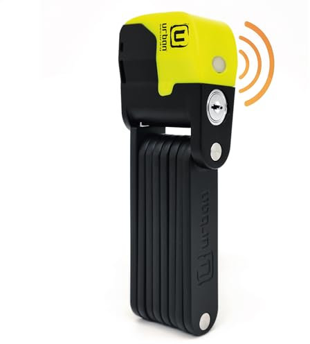 UR476Y Innovatives Fahrradschloss mit/ohne Alarm 120dB Hi-Tech, Faltschloss Fahrrad 2-in-1 Hohe Sicherheit, Funktionalerer Halter und Geräuschloses Tragen, Fahrrad und E Scooter Schloss 90 cm