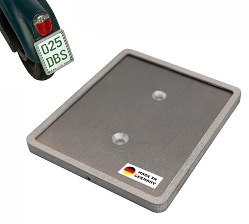 Kennzeichenhalter E-Scooter Aluminium gefräst – Blank – für Versicherungskennzeichen bis 57x67 mm – inkl. Schutzscheibe