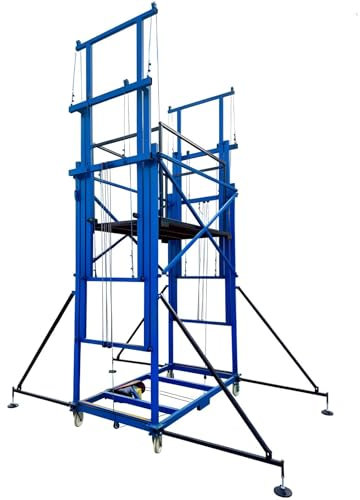 Piattaforma per ponteggi mobili elettrica da 1100 libbre, altezza di sollevamento di 10 m/32 piedi, ponteggio elettrico con fune metallica, ponteggio elettrico regolabile assemblato con paranco PA1000