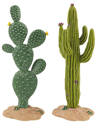 Qerutk Lot de 2 plantes de cactus en PVC - Décoration de terrarium - 14 cm - Décoration pour la maison, le bureau, le jardin - Décoration de table de sable