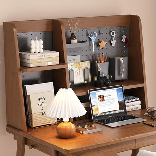 Desktop Bookshelf Diy Reasonable Zoning Solid Wood Vertical Storage Rack Multi-Layer Study Table For Office, Dormitory, Study(Brown,75 * 20 * 60cm)
