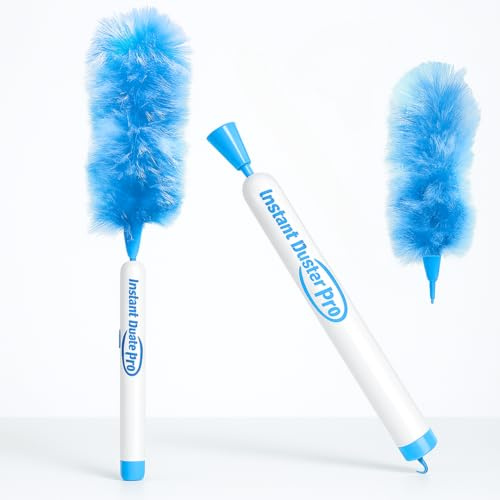 Instant Duster Pro Plumero eléctrico inalámbrico Original, Sistema Antiestático, Hecho con Fibras electromagnéticas, Fuerte absorción del Polvo, Cepillo eléctrico Giratorio, Plumero de Mano