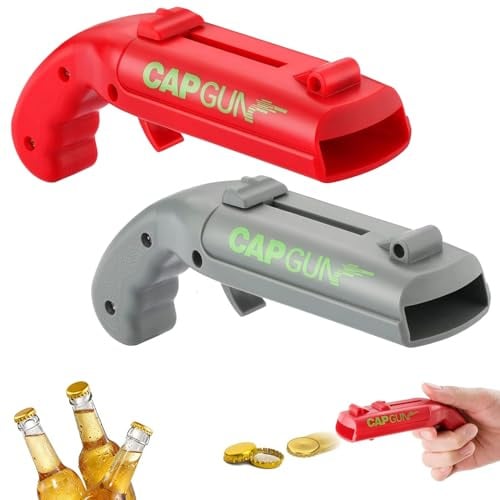 HOKYYCC Capgun Flaschenöffner Pistole, 2 Stück flaschenöffner lustig, Biergeschenke für Männer, Geschenke für Männer, Papa, Ehemann, Bar Zubehör für Hause, Freien