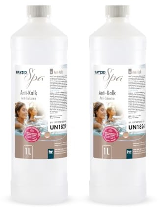 BAYZID SPA Anti-Kalk 2 x 1 L – Whirlpool Entkalker gegen Kalkablagerungen | Entfernt Kalk in Düsen, Leitungen & Wanne | Für klares Wasser & langlebige Technik | Whirlpool Pflege