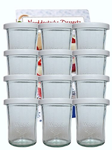 12er Set Weck Gläser 160 ml inkl 12 Frischhaltedeckel & 12 Glasdeckel Einmachgläser Sturzgläser Weckgläser Dessergläser