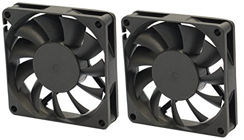 Juego de 2 ventiladores silenciosos, con rodamiento deslizante de 70 x 70 x 15 mm, 12 V CC, 0,20 A, conexión de alimentación de 3 pines (set – 2 x 70/70/15)