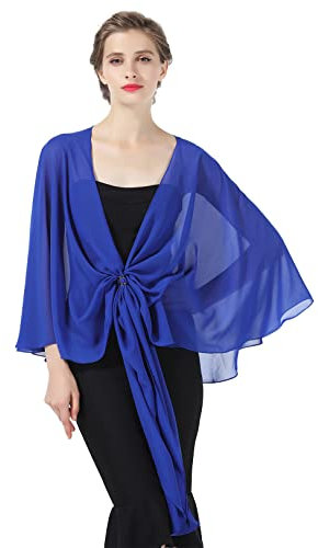 BEAUTELICATE Chiffon Schal Stola Bolero Damen Für Abendkleid Festlich Hochzeit Braut Frühling Sommer in Verschiedenen Farben - Königsblau - Gr. Einheitsgröße