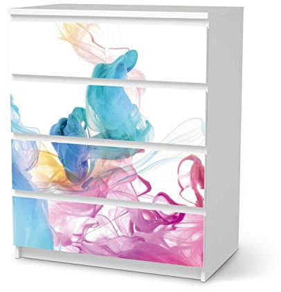 Möbel-Tattoo passend für IKEA Malm Kommode 4 Schubladen I Möbelfolie - Möbel-Aufkleber Folie Tattoo I Deko DIY für Wohnzimmer und Schlafzimmer - Design: Holi Dust