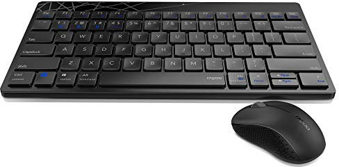 Rapoo 8000M Zubehör Set für Computer, Tastatur und Maus Kabellos, Multi - Mode, Kabellos, Wireless, USB, 2.4GHz, Bluetooth, Multimedia Tasten, 1300 DPI, Schwarz