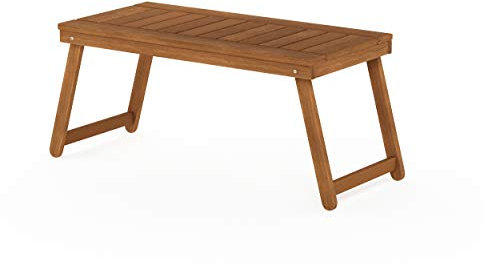 Furinno Tioman Small Hardwood Table Basse Pliante d'Extérieur, Naturel, 43,15 x 89,9 x 45 cm