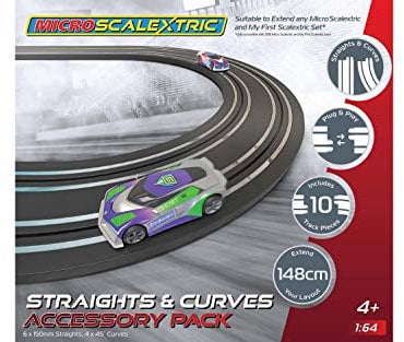 Micro Scalextric Streckenerweiterung, Set, Geraden und Kurven