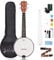 Mulucky Ukulele banjo a 4 corde, in legno di sapele da 58,4 cm, con testa Remo e corde in nylon, kit da viaggio marrone scuro (borsa, accordatore, plettri) – BU806