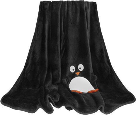 JINTN Super Warm Flanell Kuscheldecke Wohndecke Tagesdecke Weihnachtsmann Pinguin Sofadecke Couchdecke Flauschige Fleecedecke Sofaüberwurf Wohnzimmerdecke für Sofa TV Bett, 120x160CM