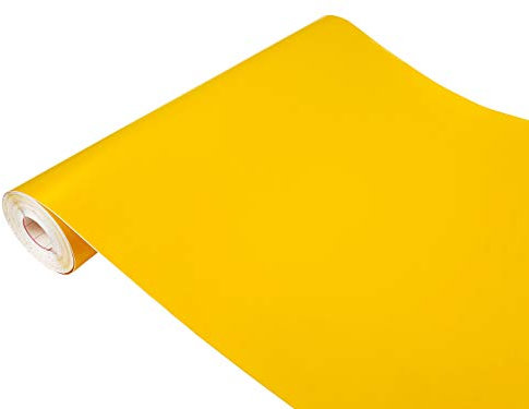 DecoMeister Klebefolie Dekorative Möbelfolie Selbstklebende Folie für Möbel Deko-Folie Einfarbige Selbstklebefolie Einheitliche Farbe Rolle 45x200 cm Ceylongelb Gelb Matt