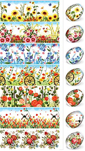 Schrumpffolie Ostereier Blumen – 1 Streifen für 7 Eier – Ostereier verzieren ohne Bemalen – DIY Osterdeko Folie – Nr.17