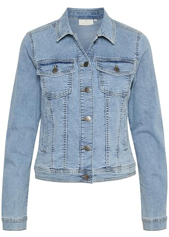 KAFFE Jacke KAvicky Damen Jeansjacke Leichte Denim Übergangs Jacke 34, Light Blue Washed Denim 34