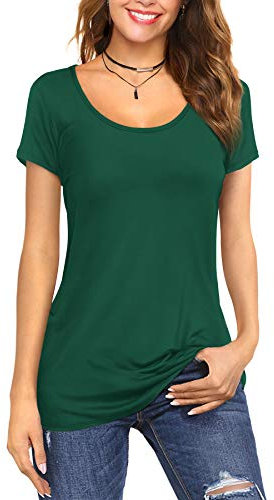 Florboom Women Scoop Neck Tops Short Sleeve Shirts for Summer Dark Green Size 22 24