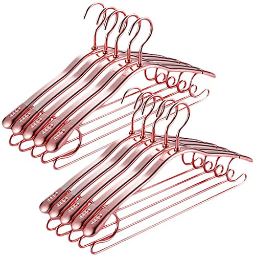 Cintre en Métal Durable Extra Lisse, Cintres en Aluminium pour Veste de Costume Pantalon Chemise Robe Chemisier, Antidérapant Cintre Suspendus Sec Humide Dual-Use, 50 Pièces,Rose Gold