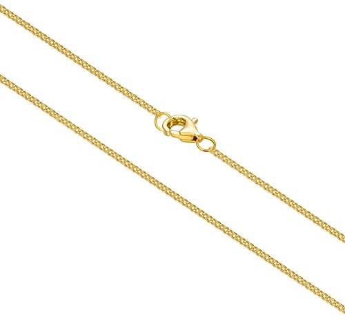 BEBEWO Echt Goldkette für Damen 14 Karat / 585 Gelbegold Kablekette, 1mm Gold Kette Länge 50cm