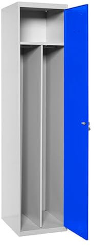 Simon Rack Taquillas Vestuario Metalicas, 1 Puerta, Incluye Llave, Profesional, Doble Compartimento, 1800x500x500 mm, Gris/Azul - Simonlocker
