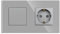 JIMEIDA Interruptor de luz con enchufe Schuko gris empotrado, 1 vía con placa de cristal, moderno interruptor basculante de pared, con puntos fluorescentes, 10 A, 250 V
