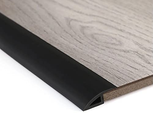 2M Perfil de Transición para Pisos PVC Tira de Umbral Tiras de Transición de Suelo Tapajuntas Suelo Adhesivo Tira Divisoria Puerta, Altura de Transición Inferior a 1 cm (3.5 cm ancho, Negro)