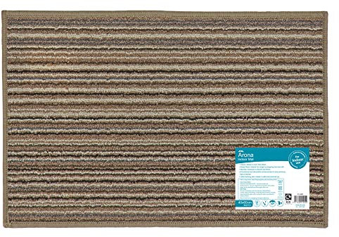JVL Arona Machine Washable Latex Backed Doormat, 40x60cm, Beige