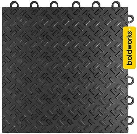 Piastrelle per garage ad incastro per garage, confezione da 48 pezzi, antiscivolo, resistenti a olio e macchie, capacità di carico 18.143 kg, 30,5 x 30,5 cm, colore nero