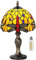 MIAOKE Tiffany Style Tischlampe, VintageTischlampe Handcraft Glasmalerei Lampenschirm Tischlampen für Schlafzimmer Nachttischlampe Arbeitszimmer Office (Orange-Libelle)