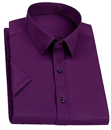 Rfmfkkg Chemise décontractée à manches courtes en fibre de bambou pour homme, violet, L