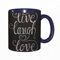 Tasse Keramik Lebe lache Liebe.Schriftzug Design Zitat Inspiration Schwarz Kaffeetassen Große 330ml Mit Henkel 100% Handbemalt Trinkgläser Mit Griff Personalisierte Geschenk