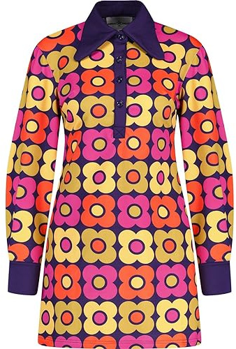 Madcap England Women's Retro Mod 60s 70s Sixties Seventies Vintage Dagger Spear Collar Polo Dress Daydream MC1000