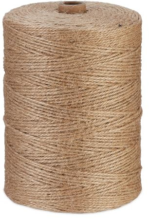 Relaxdays x Rollo de Cuerda de Yute de 2 mm, 400 m de Largo, Biodegradable, Manualidades, Jardinería, Embalaje, Natural