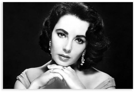 OWNPET Elizabeth Taylor Schwarz-Weiß-Kunst-Leinwand-Poster, Wandkunst, Dekordruck, Bild, Gemälde für Wohnzimmer, Schlafzimmer, Dekoration, ungerahmt, 30 x 45 cm