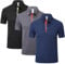 ZENGVEE 3 Pack Men's Polo Shirts Short Sleeve Quick Dry Breathable Golf Polo Shirt for Men Adult UK Outdoor Sport Casual Work Golf Tennis Tops Classic Polo Collared T-Shirts（0509-Black Grey Navy-L）