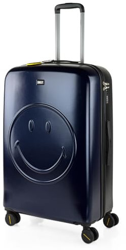 Smiley Originals - Koffer Groß 4 Räder Großer Koffer Leichte - Reisekoffer Groß für Flugzeuge Koffer Hartschale mit TSA Geprüftem Schloss - Handgepäck Koffer - Trolley Koffer Kombinationsschl, Schwarz