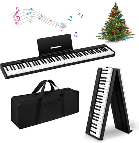 Tanniws Pianoforte digitale 88 tasti pieghevole Pianoforte multifunzionale Tastiera 88 tasti da 128 toni Piano pieghevole a 180° Pianoforte digitale elettrico