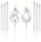 mciskin Silver 60 Birthday Candles-3D Number 60 Candle for Cake with 6pcs Long/Thin Candles Set,Silver Cake Topper for Women Men 60th Birthday Decorations Supplies,60th Wedding Anniversary Décor