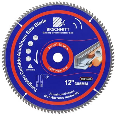 BRSCHNITT Kreissägeblatt für Aluminium & Kunststoff Ø 305mm 100T - Aluminium Material Sägeblatt Ideal für Holz,Laminat,MDF,Kunststoff, und Kupfer für Kreissäge,Kappsäge&Tauchsäge