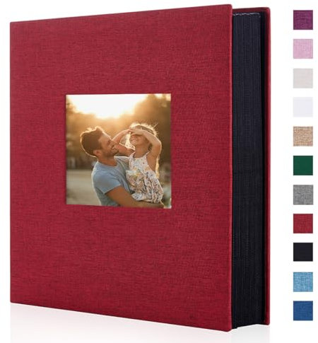 Miaikoe Fotoalbum 10x15 400 Leinen Album Slip in für Familie Hochzeitstag Album Buch Holds 400 Vertikale 10x15cm Fotos Rot