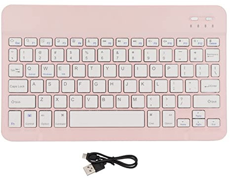 Tastiera Bluetooth Portatile, Tastiera Wireless con Funzione di Blocco Schermo Piccola Tastiera Bluetooth Mini Tastiera per Tablet PC Portatile(Rosa)