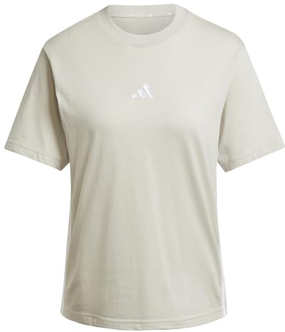 adidas Women's Essentials 3-Stripes Cotton T-Shirt, Wonder Alumina/White, XS