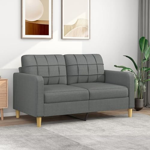 Bulliing 2-Sitzer-Sofa Dunkelgrau 140 cm Stoff Moderne 2er Sofa, Kleine Couch mit Armlehnefür Wohnzimme/Wohnung/Büro - 359092