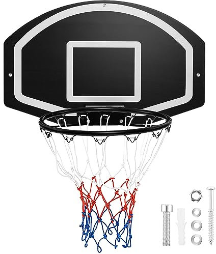 GOPLUS Basketballkorb Indoor, Ø40cm Basketball Board mit 72 x 45,5cm Rückenwand und Ballnetz, Outdoor Basketballbrett zur Türmontage/Wandmontage, Geschenke für Kinder Jugendliche Erwachsene