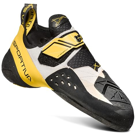 La Sportiva Mens Solution Rock Climbing Shoe, White/Yellow, 10.5