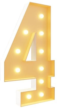 100CM/3.3FT Marquee Large Marquee Lights Sign Number 4, Marquee 0-100 Digits Lights Sign Night Light for Birthday Gaming Wedding Anniversary Proposal