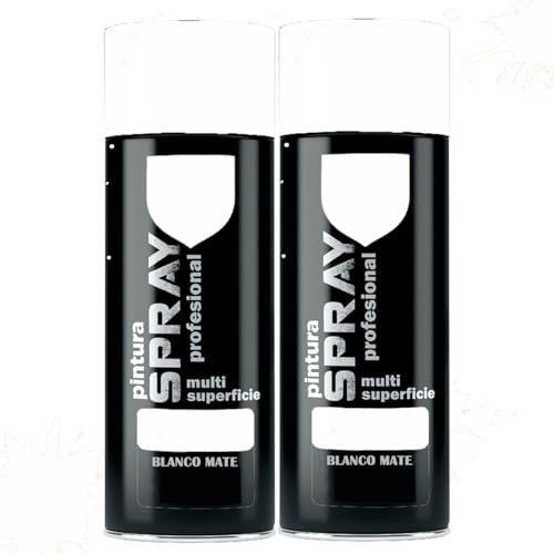 MORE FREE Pintura Spray Blanco Mate de 400 ml Adecuado para las Superficies de Metal, Madera y Plástico Pack de 2 Unidad