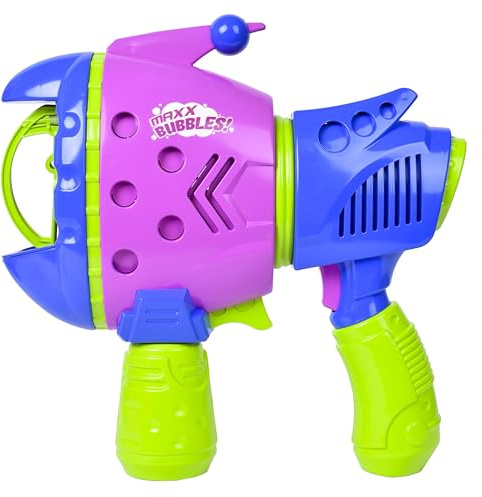 Maxx Bubbles Handheld Bubble Bazooka – 12” Bubble Blaster with Dual Grip, Makes Giant Bubbles, Bubble Solution Included, Large Bubble Machine is Ideal for Outdoor Fun, Backyard Parties & Playtime