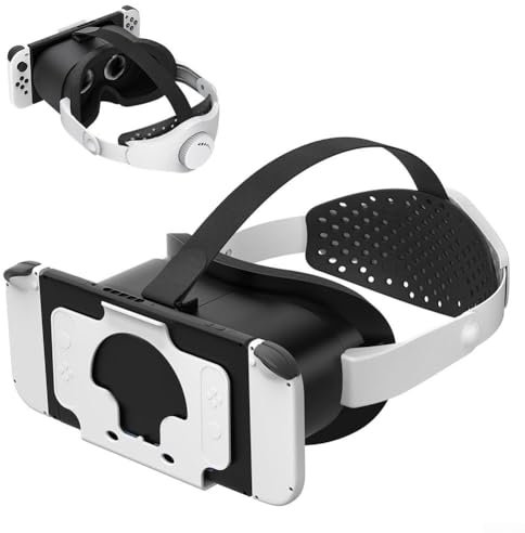 VR Headset Compatible For Nintendo Switch, Portable Virtual Reality Glasses With Adjustable HD Lenses And Strap, 21.6 * 20.2 * 11.3cm(Black and White)
