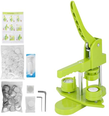 Outbit Button Badge Press Maschine, Buttonmaschine, mit 100 Knöpfen/Bild & Kreisschneider für Charaktere für Menschen, Kinder DIY Gift Pin Maker (Grün, 25mm)